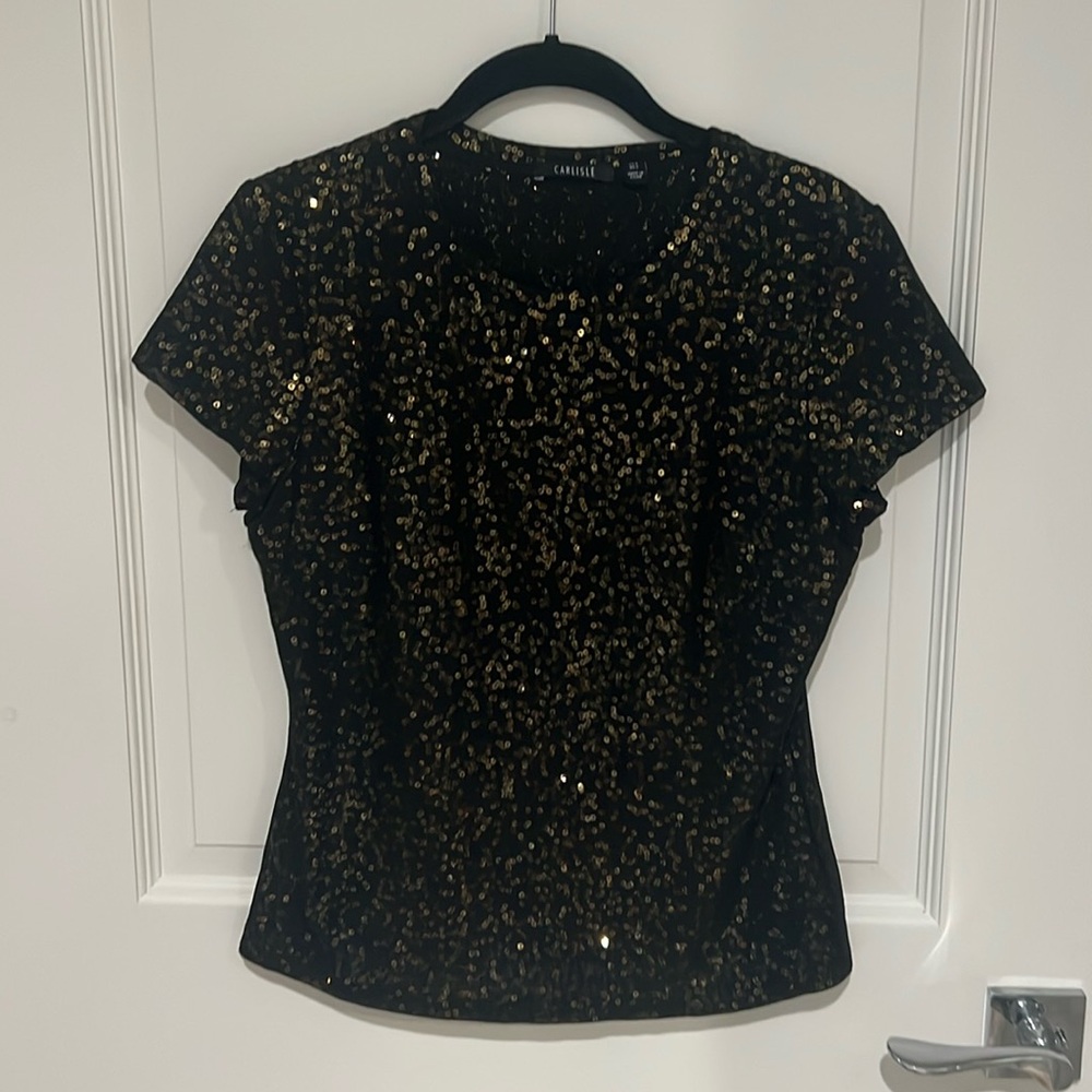 Carlisle black shirt with gold sequins